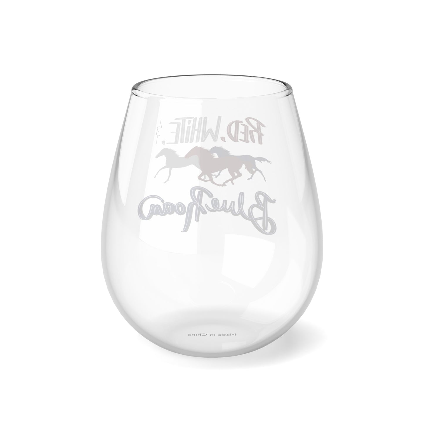 Red White & Blue Roan Stemless Wine Glass