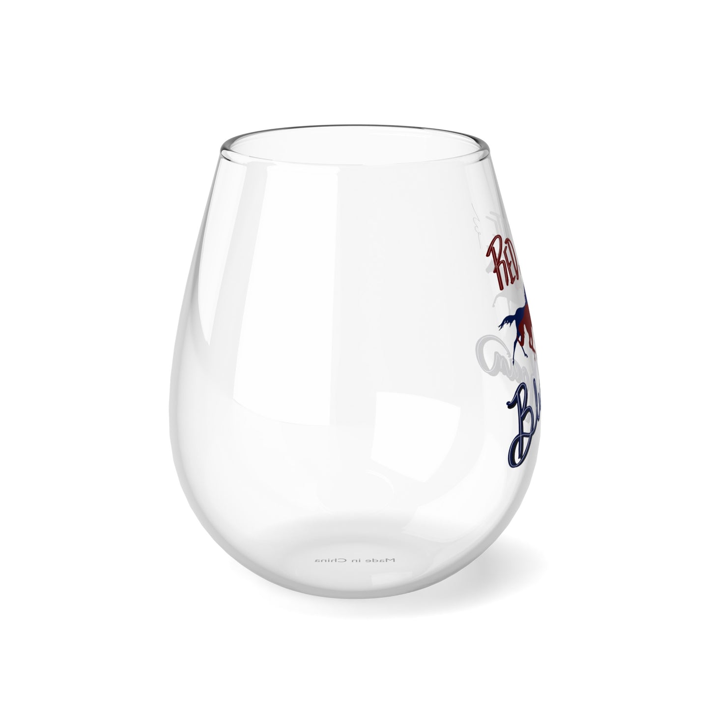 Red White & Blue Roan Stemless Wine Glass