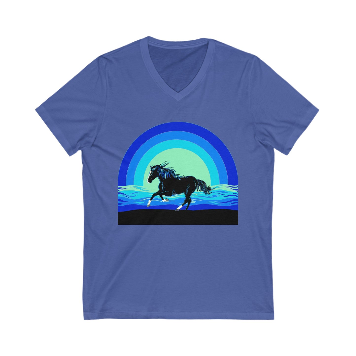 Ocean Blue Unisex Short Sleeve V-Neck Tee