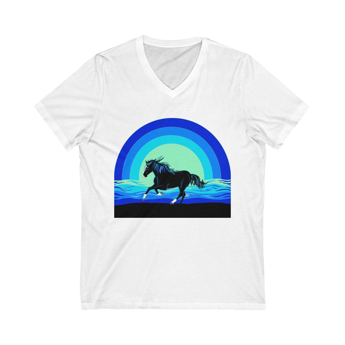 Ocean Blue Unisex Short Sleeve V-Neck Tee