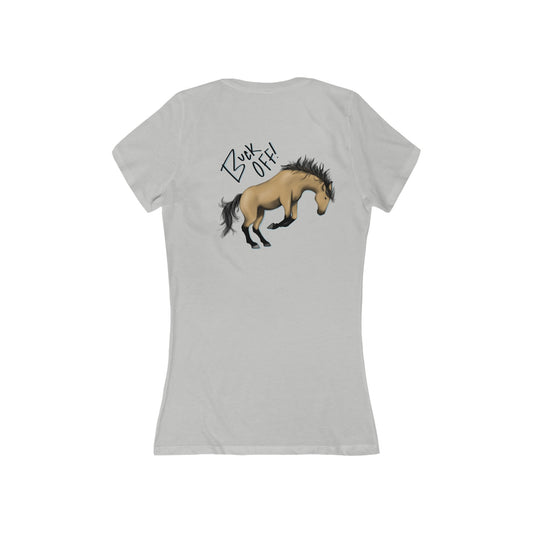 Buck Off Women's Short Sleeve V-Neck Tee