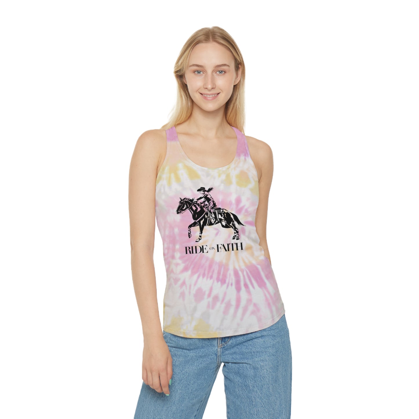 Ride on Faith Tie Dye Racerback Tank Top