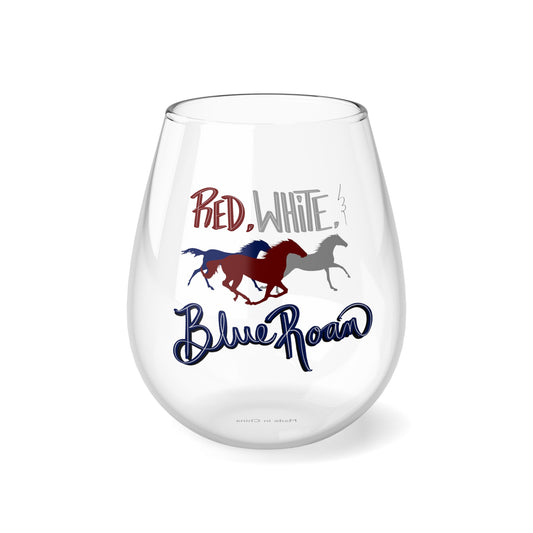 Red White & Blue Roan Stemless Wine Glass