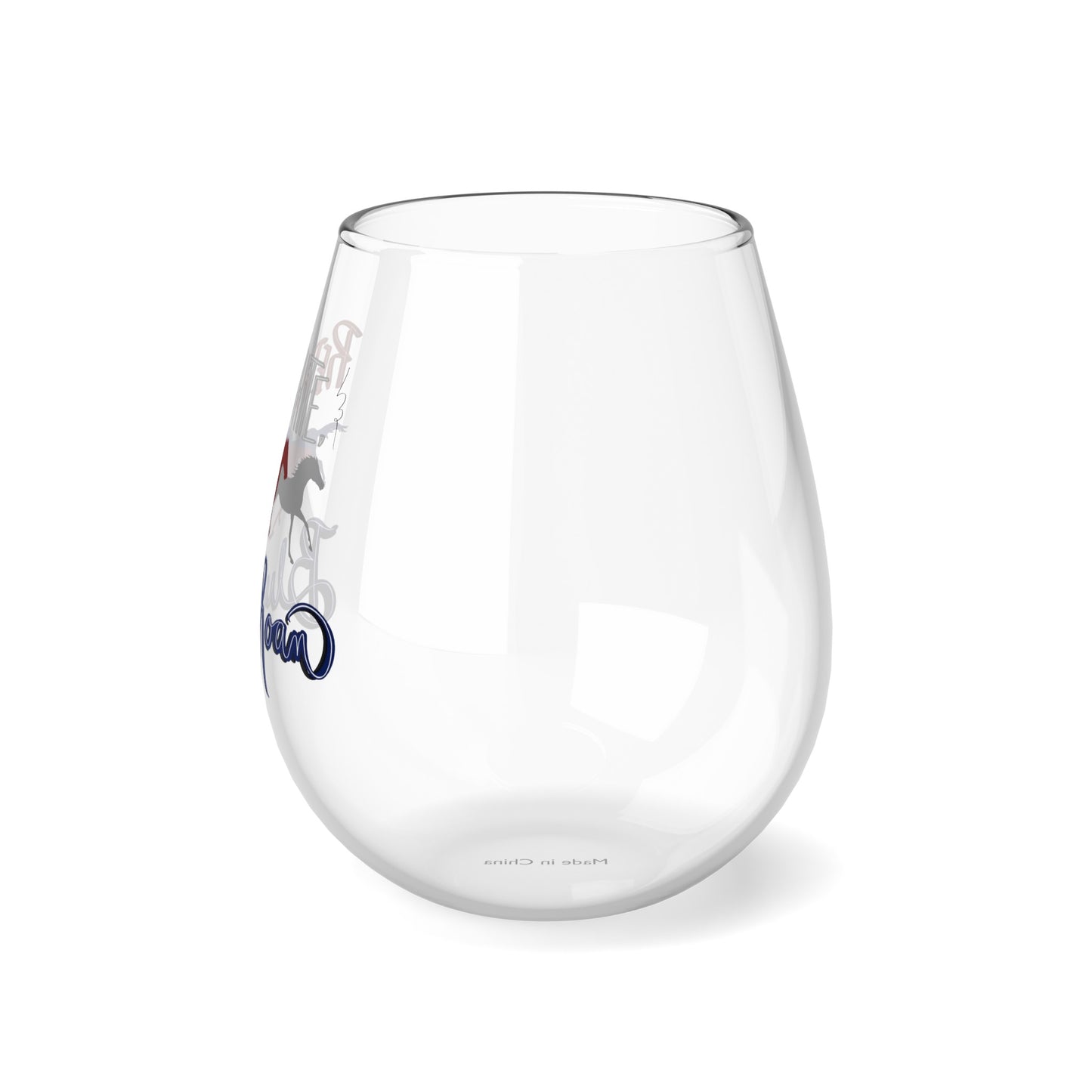 Red White & Blue Roan Stemless Wine Glass