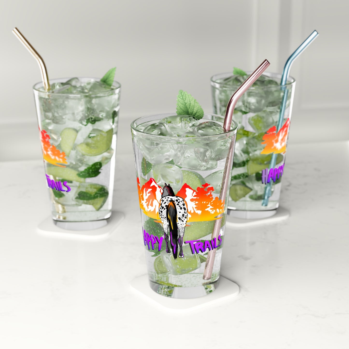 Happy Trails Tropical Pint Glass