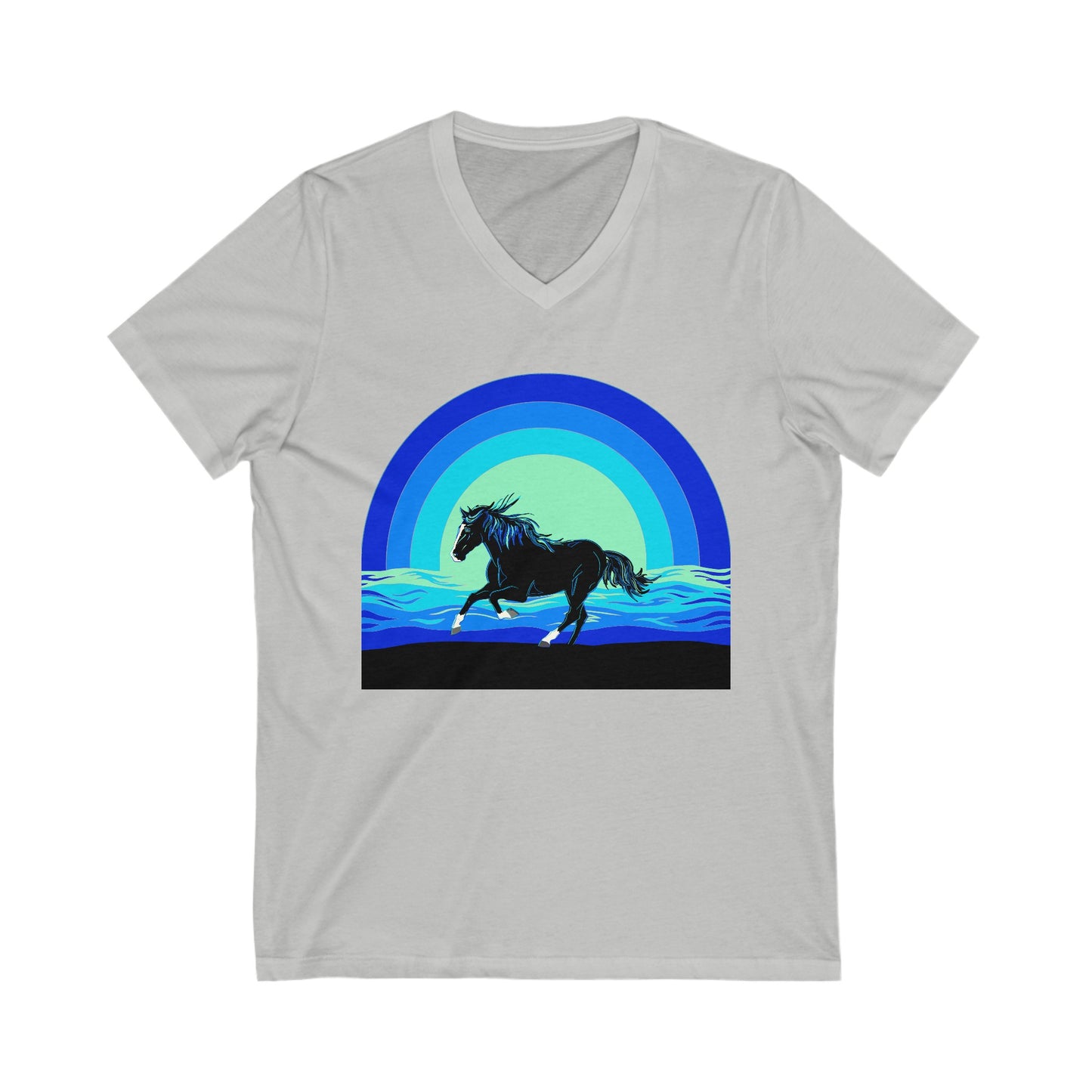 Ocean Blue Unisex Short Sleeve V-Neck Tee